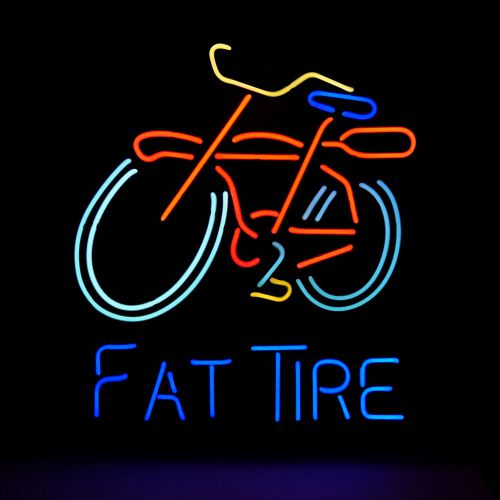 Fat Tire Man Cave Neon Sign Hand Blown Glass
