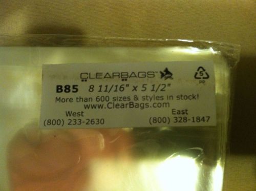 B85 Clear Bags  8 11/16 X 5 1/2             100 qty.