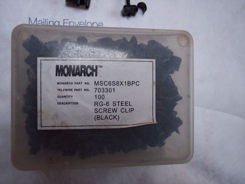 Monarch RG-6 Black Steel Cable Clip with 1&#034; Screw (Lot of 100)