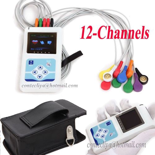 Hot USA FDA Handheld 24h 12-leads Dynamic ECG System with PC software,12 channel
