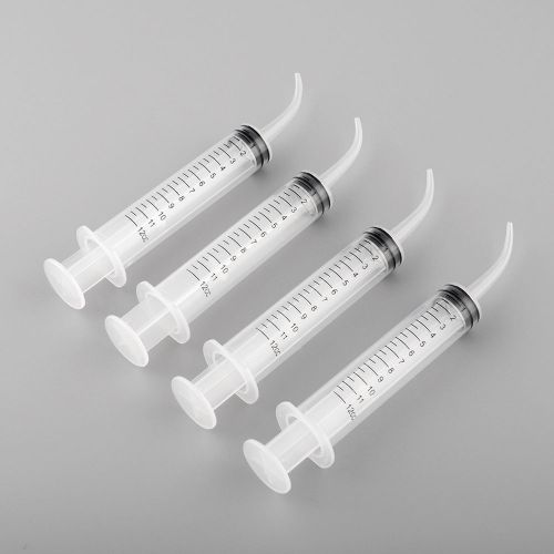 4pcs 12cc irrigation syringes curved tip medical standard ordinary silicone for sale