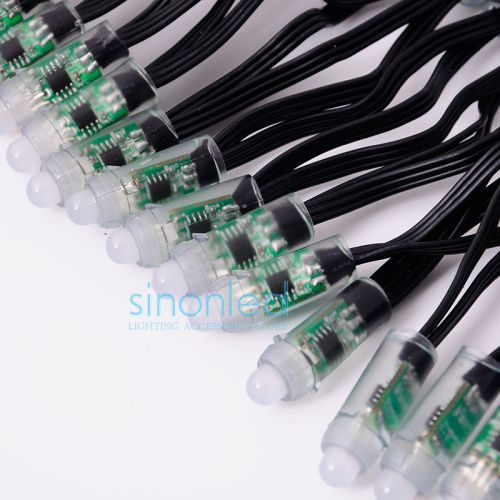 500x WS2811 12mm Black wire RGB LED Pixels Module String Node Waterproof 5V IP68