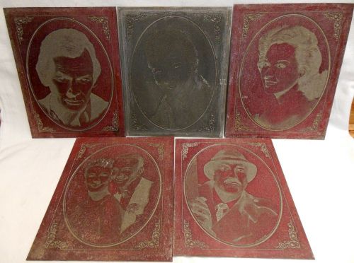 5 Old Metal Photo Engraving Plates Presley Sellers Astaire Janssen Hayworth?