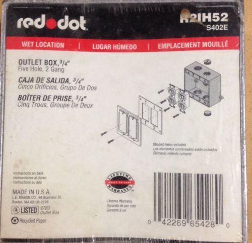 Red Dot R21H52  S402E Wet Location  Box 5 Hole 2 Gang 21H5-2 3/4&#034;  UL Listed NIB