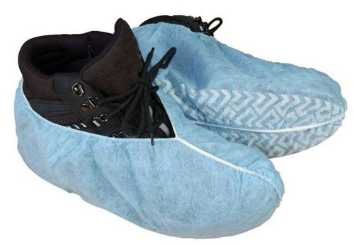 Disposable shoe covers non slip blue overshoe protect carpet x 100 pairs for sale