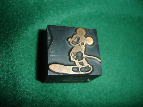 VTG Mickey Mouse Printing Letterpress Printers Block Copper on Wood Disney