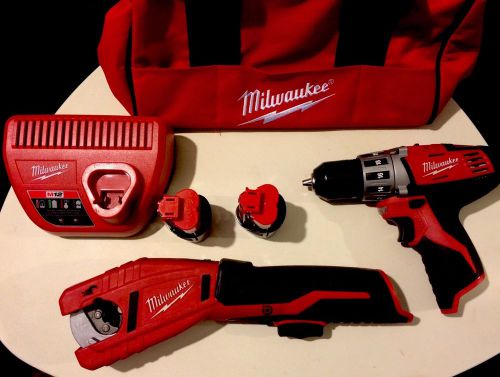 Milwaukee M12 2471-20 And 2410-20 M12 3/8&#034; Drill/Copper Tubing Cutter Kit New