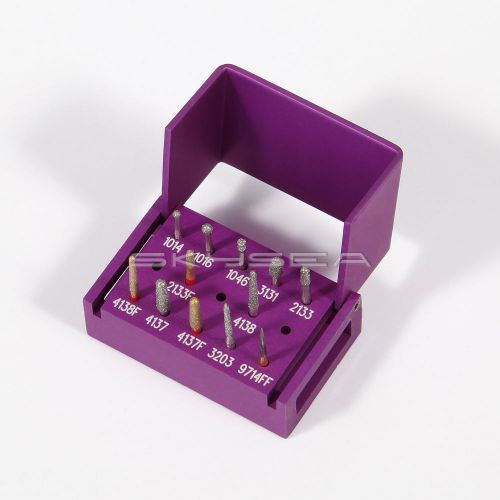 Dental diamond burs 12pc fg 1.6mm + block holder autocalvable kit inlay onlay for sale