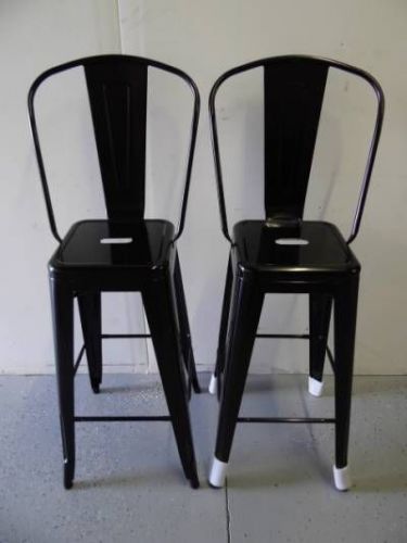 2 BRAND NEW IN BOX BLACK Tolix Marais Style Counter Bar Stool w/Back Chair