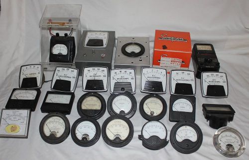 Large Lot of 26 AC and DC Gauges Simpson Weston GE Western Electric