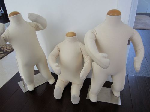 SET OF 3 INFANT 6 MONTH BENDABLE FORMS MANNEQUIN DOME CAPS 2 WITH  BASE