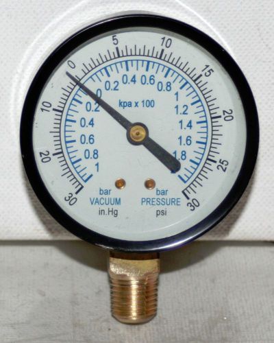 -30 to 30 vac/psi  2.5&#034; in dial 1/4 npt pressure gauge   new for sale