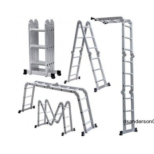 Light weight multi-purpose 12&#039; aluminum ladder outdoor handy strong safe new for sale