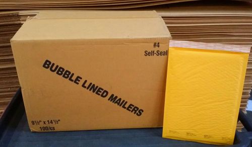 100 #4 9 1/2 x 14 1/2 &#034; Bubble - Lite &#034; Self Sealing Padded Kraft Bubble Mailers
