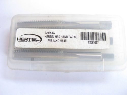 NEW 7/16-14  3pc TAP SET HERTEL TAPER, PLUG AND BOTTOM MADE IN THE USA