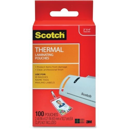 Scotch Laminating Pouches - 2&#034; x 4&#034; - 100 / Pack - Clear - MMMTP5852100