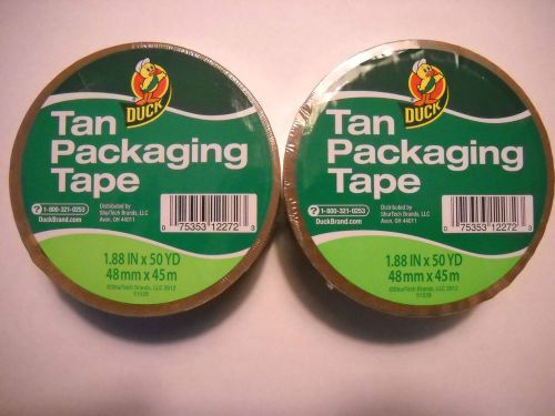 2 ROLLS Tan Brown Duck Packaging Tape 1.88&#034;x 50 yds. Packing Tape, Shipping Tape