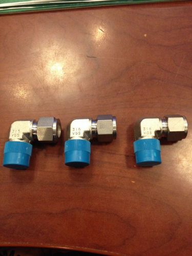 (3) swagelok ss-810-2-8 1/2x1/2 elbow male npt tube connectors for sale