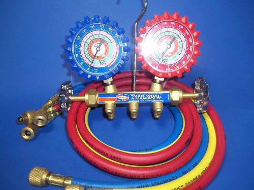 A/c manifold gauges uniweld with brass body for refrigerants r410a, r22, r404a for sale