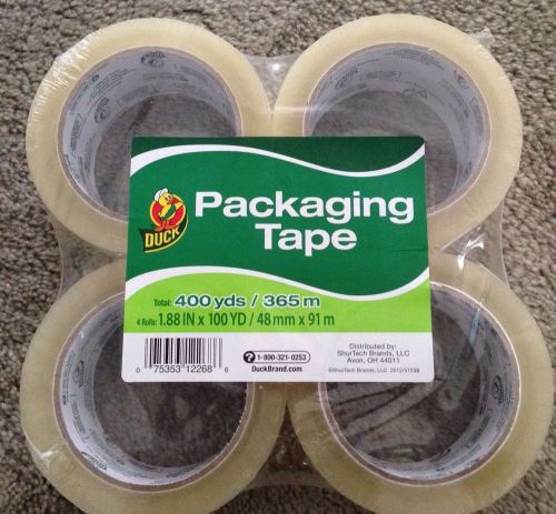 4 Pack Duck Clear Packaging Tape, 1.88 IN x 100 YD Each, Total: 400 yds / 365 m