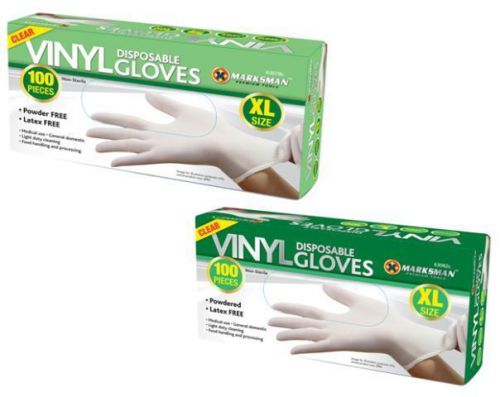100 PC VINYL DISPOSABLE GLOVES MULTI WORK FOOD CLEAR POWDER FREE LATEX FREE