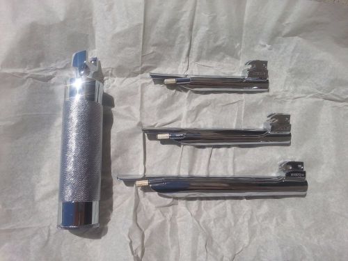 Laryngoscope handle + 3 wisconsin blade # 2 + 3 + 4 ent anesthesia new us made for sale