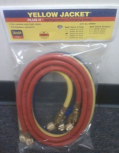 Yellow jacket 29985 3-pak (ryb) 60&#034; plus ii hoses w/compact ball valves - new! for sale