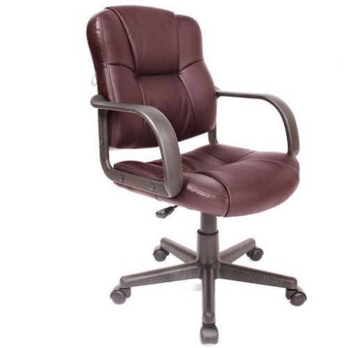 Relax 2-Motor Mid-Back Leather Office Massage Lumbar Chair Brown Decor Executive
