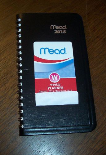 2015 Black WEEKLY planner 3x6 spiral notebook calendar week @glance purse pocket