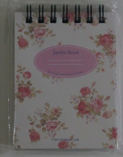 Korea Pocket Notebook Mini Hard Cover Flower Pink Wirebound Note Journal School