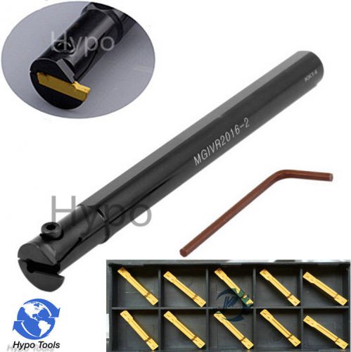 10Pcs MGMN200 Insert With MGIVR 16x160mm Grooving Tool  Holder 2mm Width Cut Off