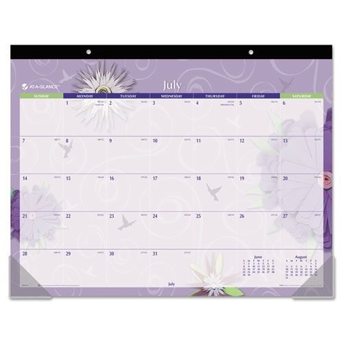 AT A GLANCE 5035 2016 CALENDAR MONTHLY DESK PAD FLOWERS FLORAL 22&#034; x 17&#034;