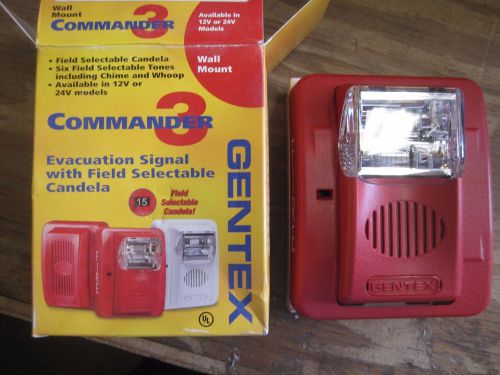 Gentex Commander 3 GEC3-24WR Horn/Strobe Evacuation Fire Safety Device NIB JS