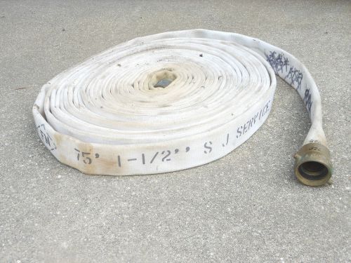 One 75 Ft. X 1.5&#034; Fire Hose With NST Brass Couplings - Good Condition