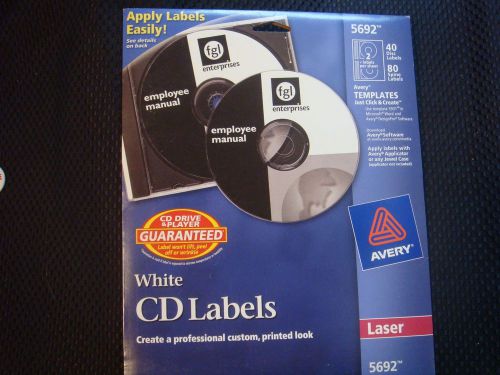 Avery 5692 CD DVD Labels Laser 40 PK White New