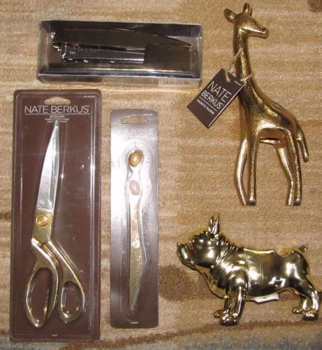 Nate berkus gold desk set scissors letter opener bulldog tape dispenser stapler for sale