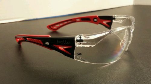 Bolle rush plus safety glasses black/red temples clear af lens z87 41080 for sale