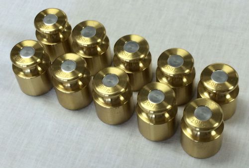 Lot of 10 200 g. Troemner(?) CALIBRATION/CHECK WEIGHT  BRASS WITH ALUMINUM CAP