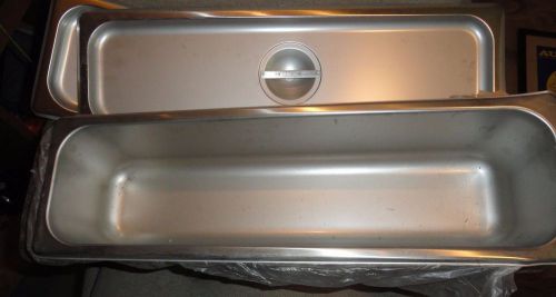 LOT 2 POLARWARE POLAR WARE E20064  20X6X3.5 INCH STAINLESS PANS WITH LIDS