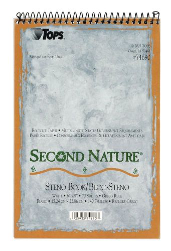 TOPS Second Nature Spiral Steno Books Recycled 6x9&#034;, 70 Sheets, 4 White Books
