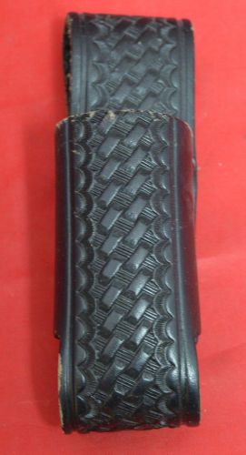 User boston leather 5525 leather weave flashlight holster holder - made in usa for sale