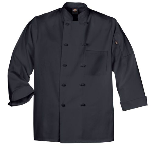 Dickies DCP109 BLK Cloth Knot Button Black Uniform Chef Coat Jacket XL New