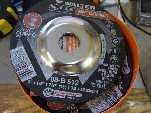 Walter 08-b 512, 5&#034; x 1/8&#034; hp combo grinding wheel/disc 25 pack new for sale