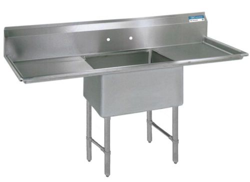 Bk resources one 18&#034;x24&#034;x14&#034; compartment sink s/s leg 24&#034; drainboard l&amp;r - bks-1 for sale