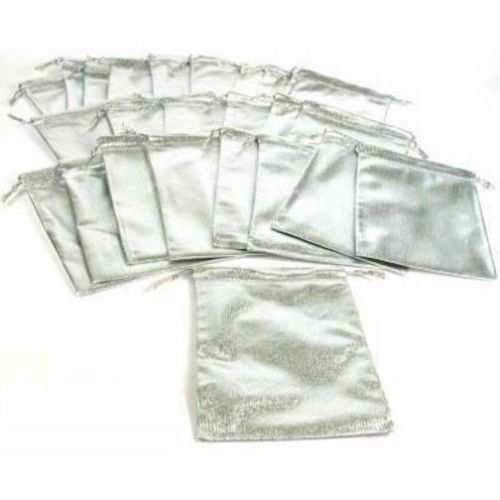 24 Pouches Silver Gift Bags Drawstring Jewelry 5&#034;
