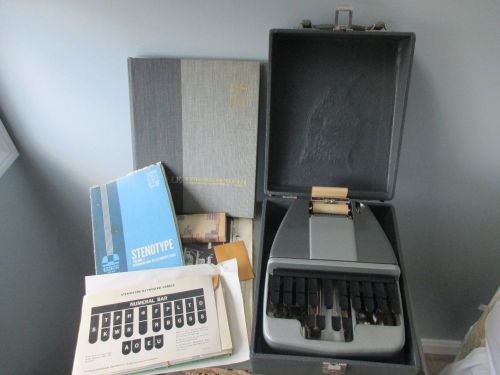 Vintage courtroom stenotype machine typing lasalle university training books box for sale