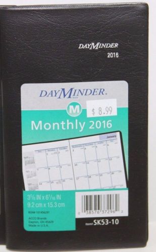 Day Minder SK53-10 Monthly 2016 Pocket Planer 3 5/8&#034; x 6 1/16&#034; Black