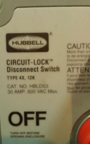 Hubbell Circuit Lock Disconnect Switch 4X , 12K  New Without The Box