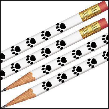 Paw Prints Pencils - White w/ Black Paws - 144 pencils per order