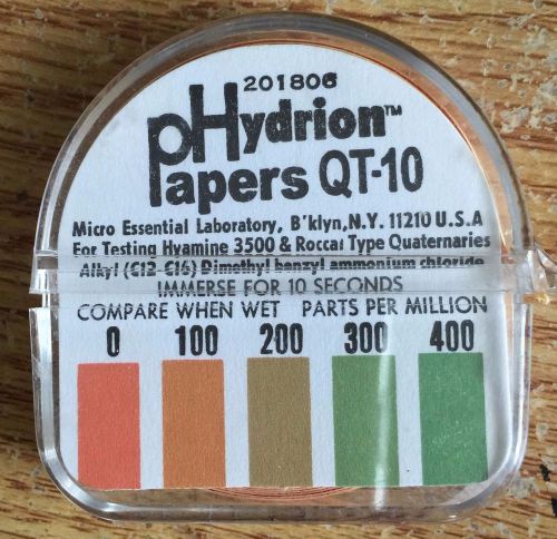 Hydrion QT-10 Papers Quaternary Ammonium Sanitizer Single Roll TEST KIT - Use...